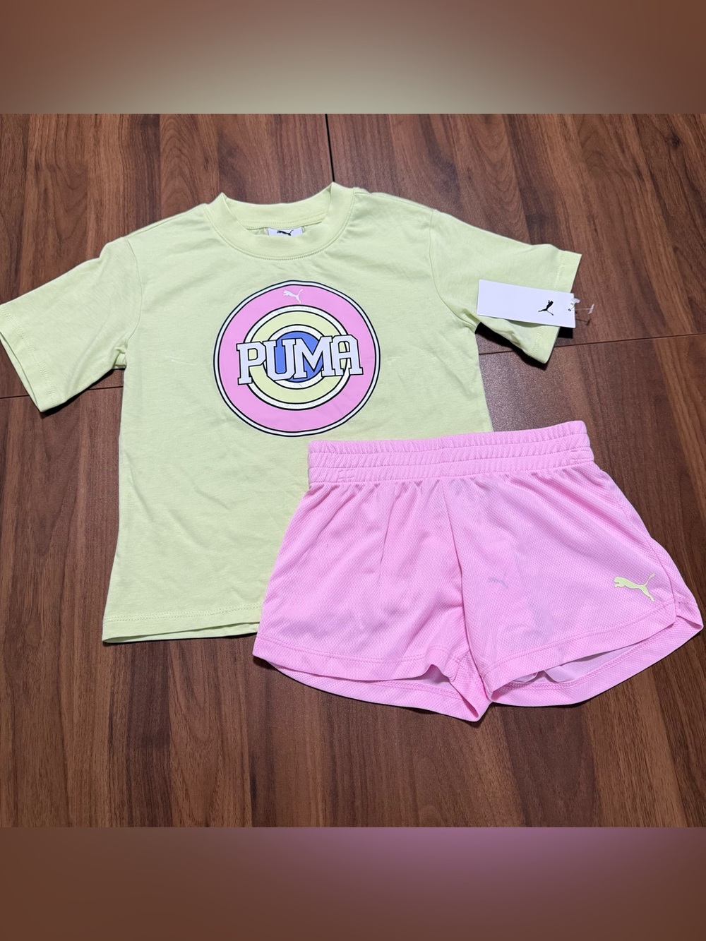Puma Girls 2 Piece Outfit Set Shirt and Shorts Size 6 New